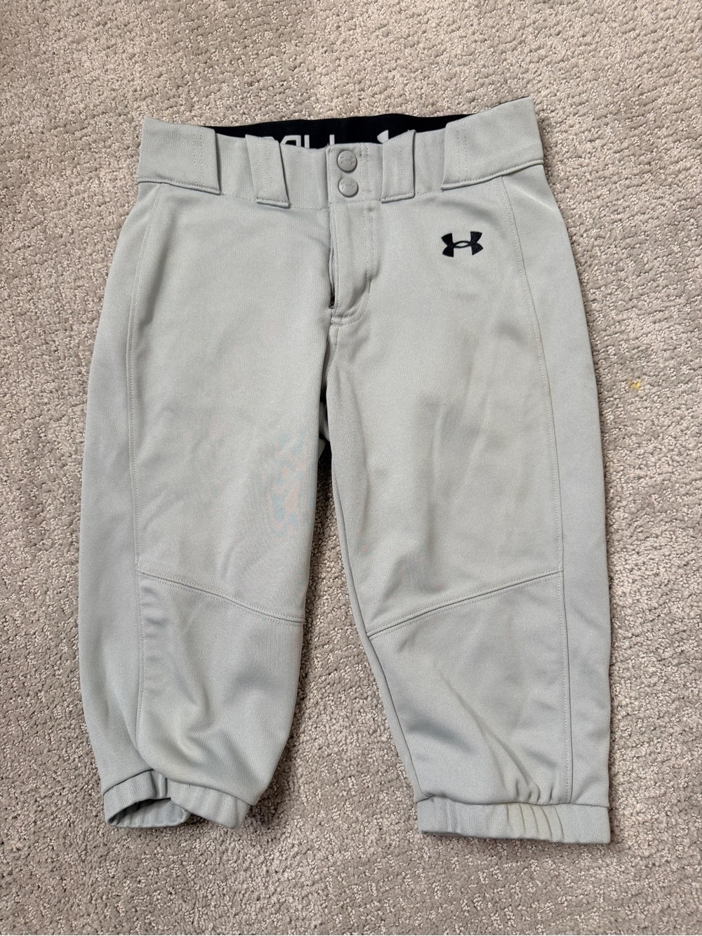 Under Armour Light Gray Kids softball Pants with Black Logo